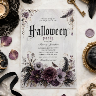 Convite de festa de Halloween Floral Gótico Vampir