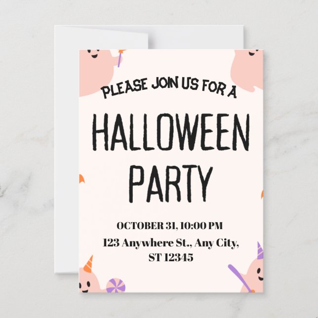 Convite de Festa de Halloween Fofo (Frente)