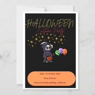 Convite de Festa de Halloween Fofo e Assustador - 