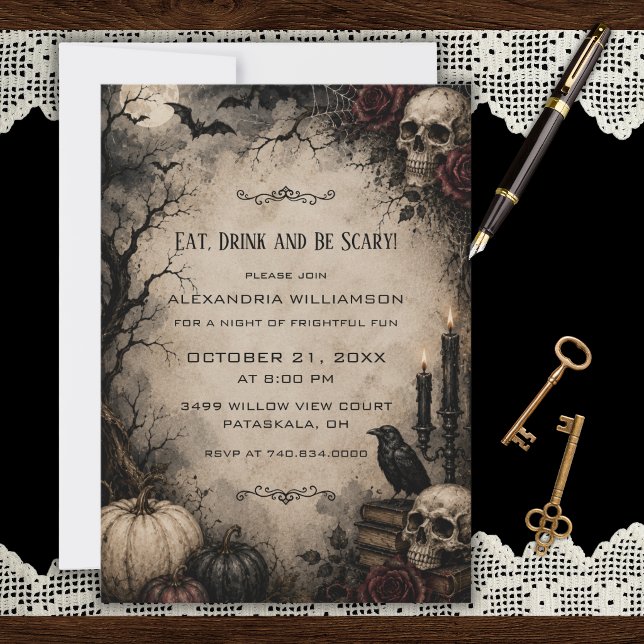 Convite de Festa de Halloween Gótico (Criador carregado)