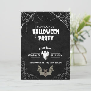 Convite de Festa de Halloween Gótico com Aranhas