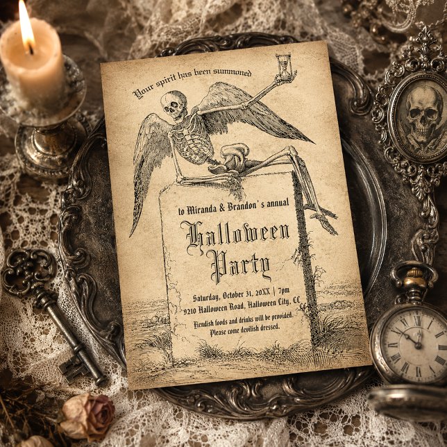 Convite de Festa de Halloween Gótico com Lápide de (Criador carregado)