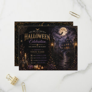 Convite de festa de Halloween gótico de luxo Edi