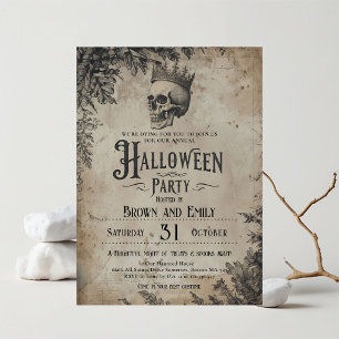 Convite de festa de Halloween gótico vintage com c