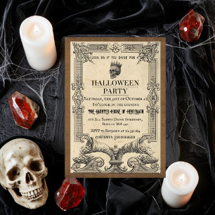 Convite de Festa de Halloween Gótico Vintage Coroa