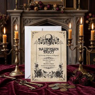 Convite de festa de Halloween gótico vintage elega