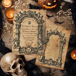 Convite de Festa de Halloween Gótico Vintage Queru