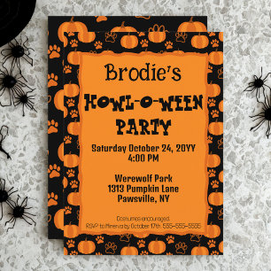 Convite de Festa de Halloween Howl-O-Ween para Cac