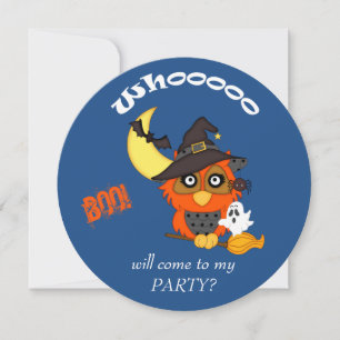 Convite de festa de Halloween infantil Coruja Asso