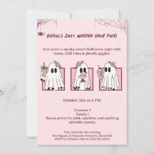 Convite de Festa de Halloween Kawaii Fofo e Assust