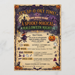 Convite de Festa de Halloween Mágico e Assustador