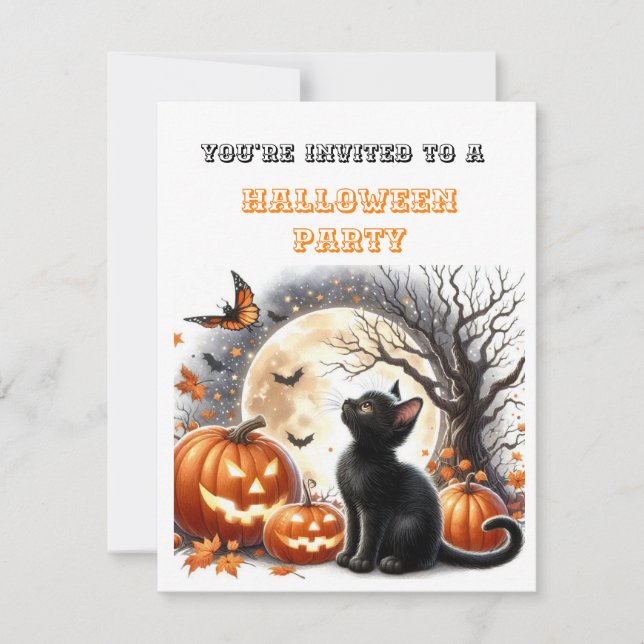 Convite de Festa de Halloween para Crianças com Ga (Frente)