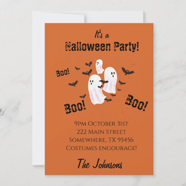 Convite de Festa de Halloween para Crianças Fantas (Frente)