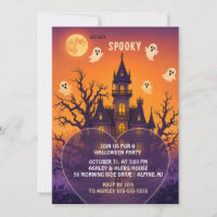 Convite de Festa de Halloween para Mansão Assombra