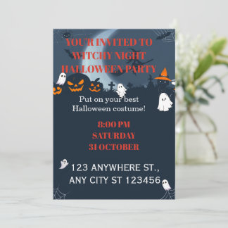 Convite de Festa de Halloween para uma Noite de Br