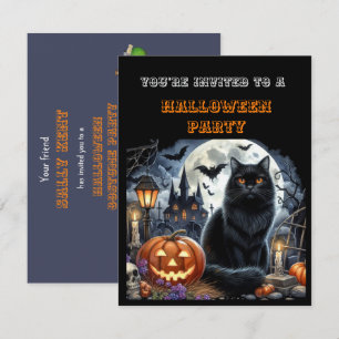 Convite de festa de Halloween preto para crianças