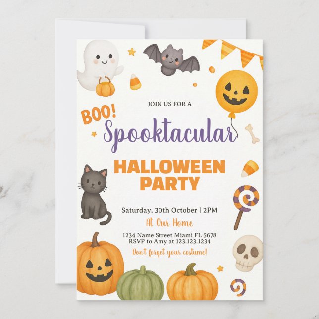 Convite de Festa de Halloween Spooktacular (Frente)