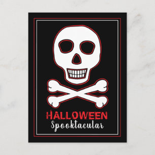 Convite de festa de Halloween Vermelho Skull & Bon