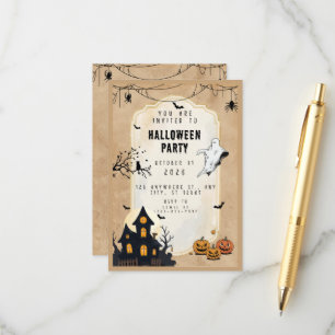 Convite de Festa de Halloween Vintage – Casa Assom