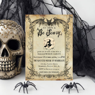 Convite de Festa de Halloween Vintage Haunté Gót