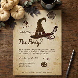 Convite de festa de Halloween Vintage Witchcore
