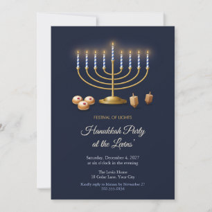 Convite de festa de Hanukkah com Menorá de Latão R