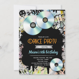 Convite de festa de Hip Hop Graffiti em CD-R
