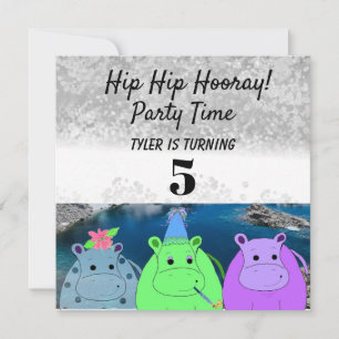 Convite de Festa de Hipopótamo Engraçado