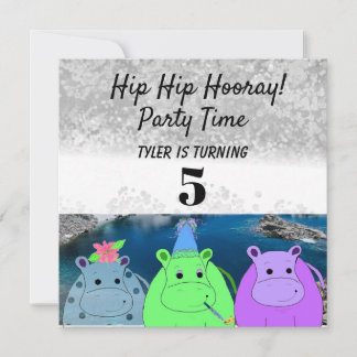Convite de Festa de Hipopótamo Engraçado