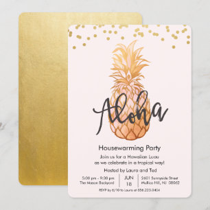 Convite de Festa de Inauguração Aloha Luau Havaian