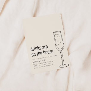 Convite de Festa de Inauguração com Champanhe