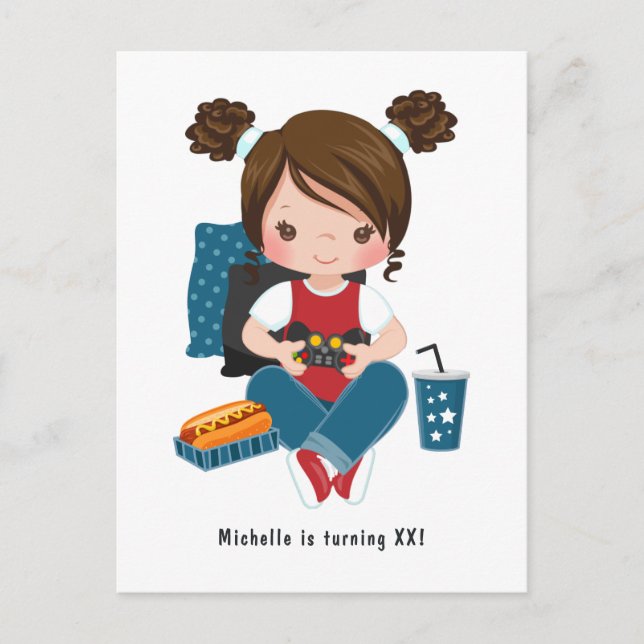 Convite de festa de jogo noturno para meninas (Frente)