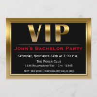 Convite de Festa de Luxo VIP Preto e Dourado