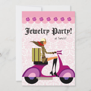Convite de Festa de Moda Scooter Mulher Pink Leopa