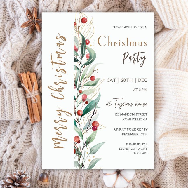 Convite de Festa de Natal Alegre com Aquarela Mode (Criador carregado)