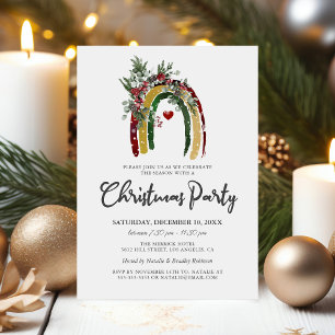 Convite de Festa de Natal Boho Arco-íris