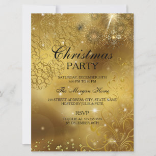 Convite de Festa de Natal Brilho Celebração Dourad