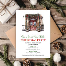 Convite de festa de Natal cena de inverno elegante