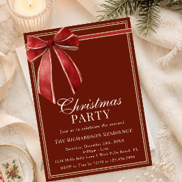 Convite de Festa de Natal Chic Clássico Vermelho D