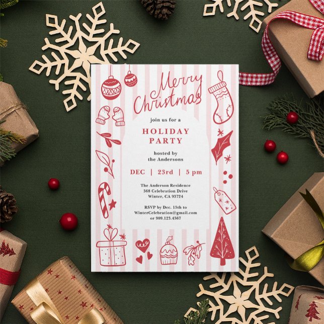 Convite de Festa de Natal Coisas Favoritas Vermelh (Criador carregado)