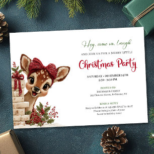 Convite de festa de Natal com adorável cervo bebê