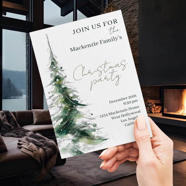 Convite de festa de Natal com árvore moderna abstr (Abstract Modern Christmas Tree Party Invitation by Ricaso. Stunning dinner party invites Change text)