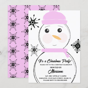 Convite de festa de Natal com boneco de neve com c