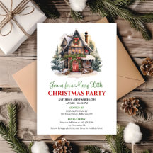 Convite de festa de Natal com cena vintage