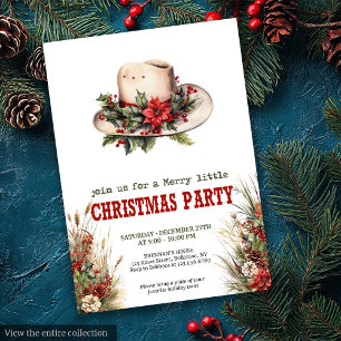 Convite de festa de Natal com chapéu de cowboy e g