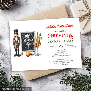 Convite de festa de Natal com cocktails impressos 