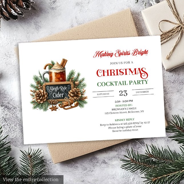 Convite de festa de Natal com coquetel moderno par (Holiday modern Christmas cocktails party invitation

)