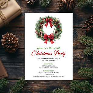 Convite de festa de Natal com coroa de pinheiro aq