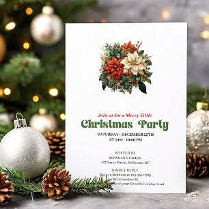Convite de festa de Natal com flores vintage quent
