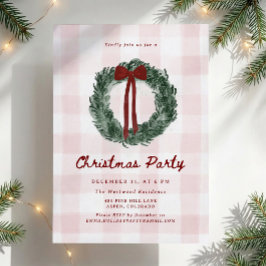 Convite de festa de Natal com guirlanda de aquarel